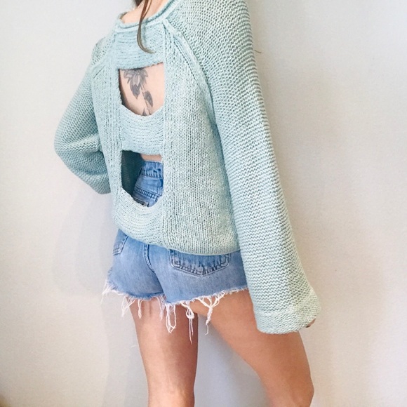 Free People Sweaters - Free People seafoam open back sweater